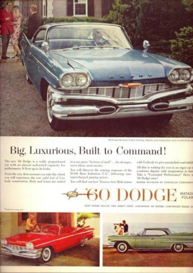 Vintage 1960 Dodge Matador Polara Cars AD