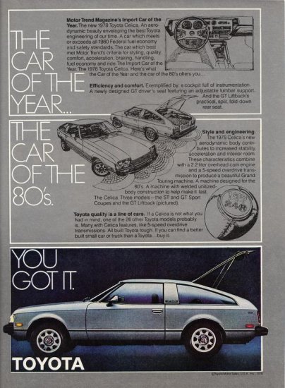 Vintage 1978 Toyota Celica Silver CAR AD