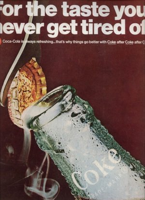 Vintage 1967 Coca Cola Bottle Print Coke AD