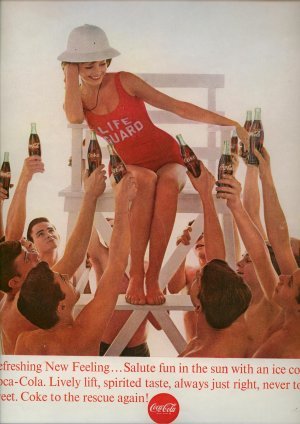 Vintage 1963 Girl Lifeguard Coca Cola Soda Coke AD