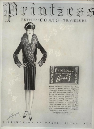 Vintage 1927 Printzess Petite Coats Art AD
