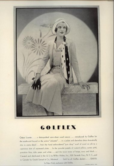 Vintage 1931 Golflex Crepe Lusette Real Photo Fashion AD