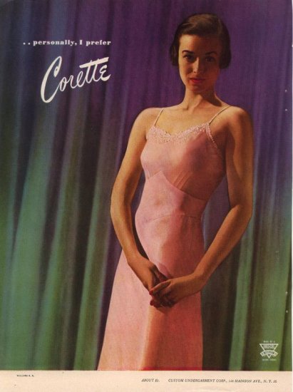 Vintage 1946 Pretty Girl Pink Corette Slip Lingerie AD