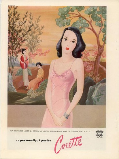 Vintage 1945 Corette Slip Lingerie Artist AD
