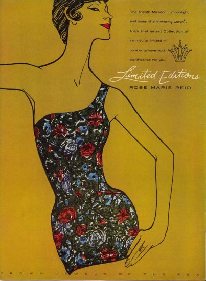 Vintage 1960 Rose Marie Reid Swim suit Mirador AD