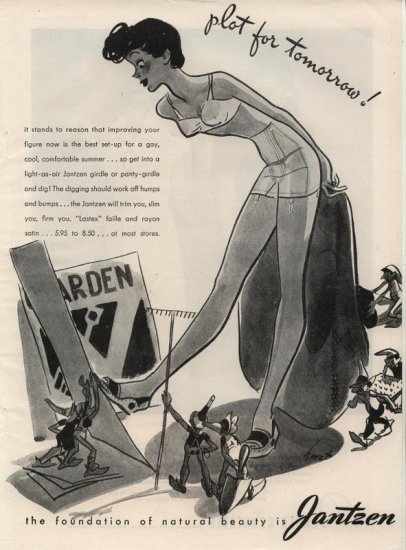Vintage 1945 Jantzen Girl Gardening Art by Hurst AD