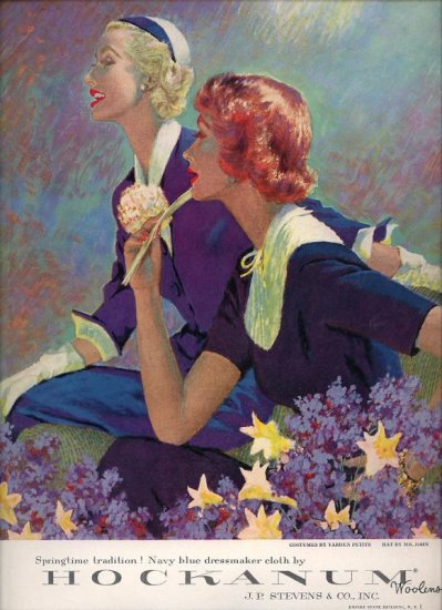 Vintage 1952 Hockanum Woolens Women Suit Art Print AD