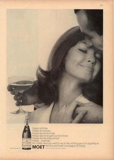 Vintage 1964 Woman & Man Moet & Chandon Champagne AD