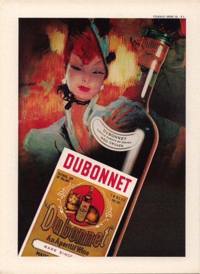 Vintage 1959 Red Hair Woman Dubonnet Wine AD