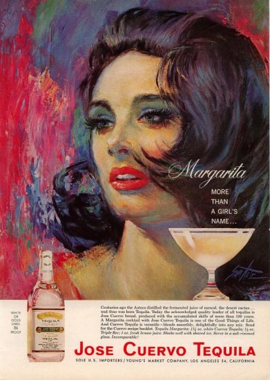 Vintage 1964 Pretty Brunette Jose Cuervo Tequila Sam Katz AD