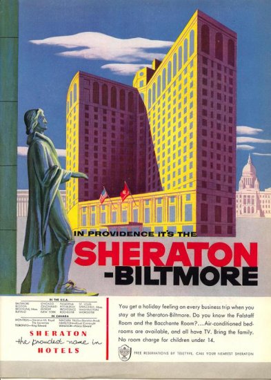 Vintage 1954 Sheraton Biltmore Hotel AD