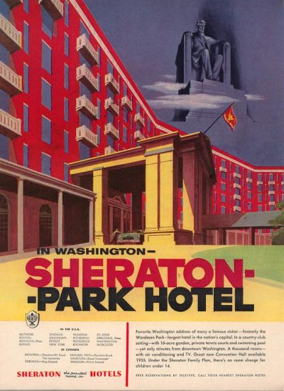 Vintage 1954 Washington Sheraton Park Hotel AD