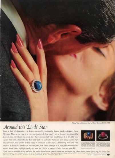 Vintage 1960 Linde Star & Diamond Ring Oscar Heyman AD