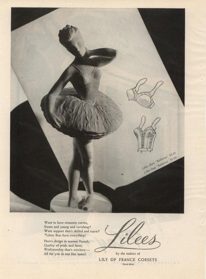 Vintage 1946 Ballerina Lily of France Corsets Lilees AD