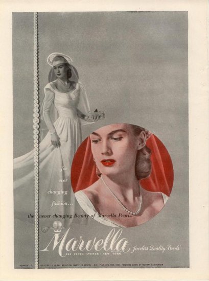 Vintage 1945 Marvella Zenith Jeweler's Quality Pearls AD