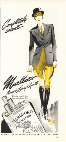 Vintage 1941 Riding Jockey Bolegard Art Marlboro Cigarette AD