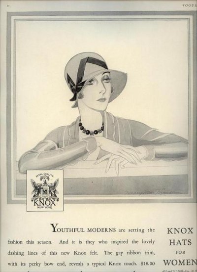 Vintage 1929 Knox Hats for Women Mary Mae Kinnon Art AD