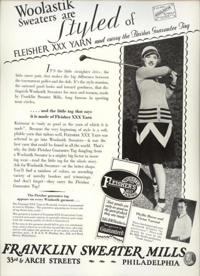 Vintage 1928 P Haver Victor Varconi Franklin Sweater Mills AD