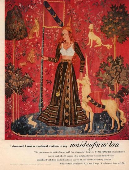 Vintage 1960 I dreamed Medieval Maiden Maidenform Bra AD