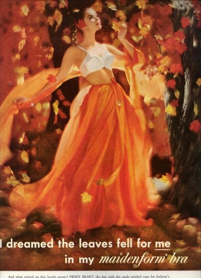 Vintage 1960 I dreamed I Leaves Fell for me Maidenform Bra AD