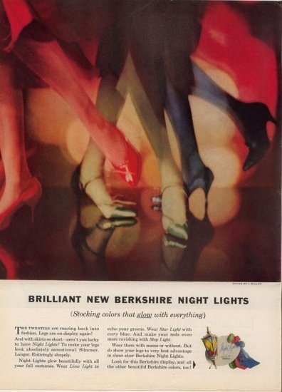 Vintage 1958 Berkshire Night Lights Stockings hoisery Hose AD