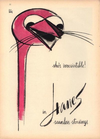 Vintage 1960 Hanes Seamless Stockings Ostrich Hosiery Bobri AD