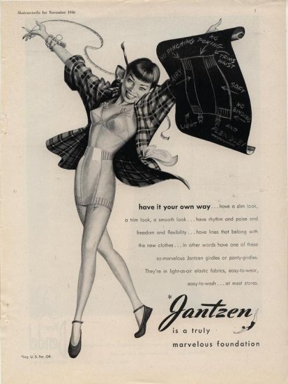 Vintage 1946 Jantzen Lingerie undergarment Blueprint AD