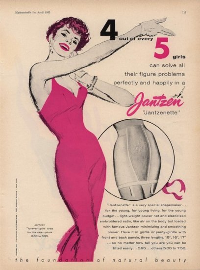 Vintage 1955 Jantzen Girdle Art AD