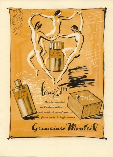 Vintage 1943 Germaine Monteil Laughter Perfume Nudes AD