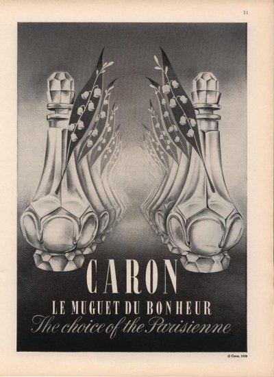 Vintage 1959 Caron Le Muguet Du Bonheur Perfume AD