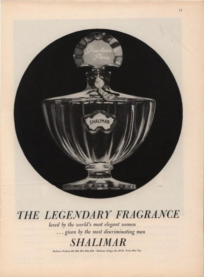 Vintage 1959 Shalimar Perfume Classic Bottle AD