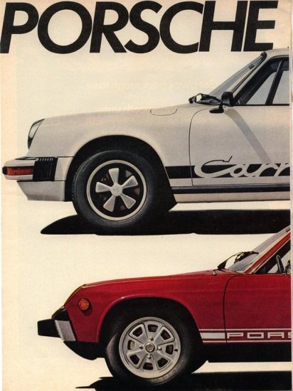 Vintage 1974 Porsche Sports Car 1973 2 page AD
