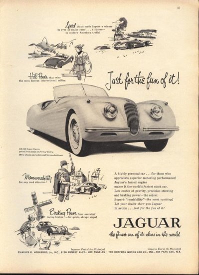 Original Vintage 1954 Jaguar Sports Convertible Ad