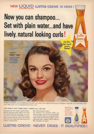 1958 Myrna Hansen Party Girl Lustre Creme Shampoo AD
