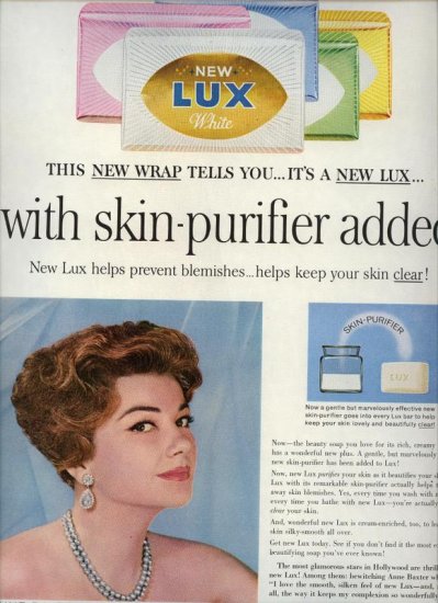 Vintage 1960 Anne Baxter Lux Bath Soap AD