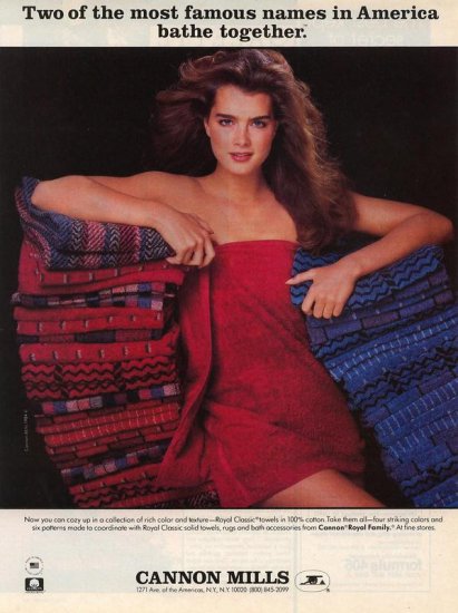 Vintage 1984 Brooke Shields Cannon Mills Towel AD