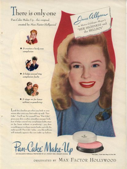 Vintage 1945 Max Factor Hollywood June Allyson AD