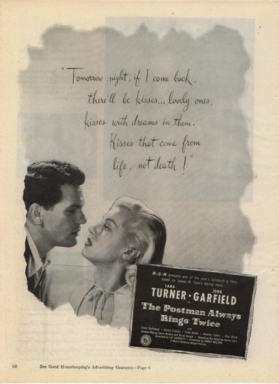 Vintage 1946 The Postman Always Rings Twice Movie Promo AD