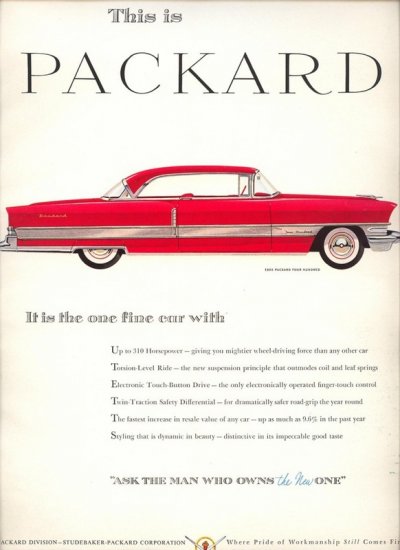 Vintage 1956 Red Packard 400 Car AD