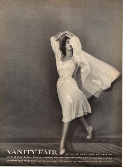 Vintage 1960 Vanity Fair Night Gown Richard Avedon Photo AD