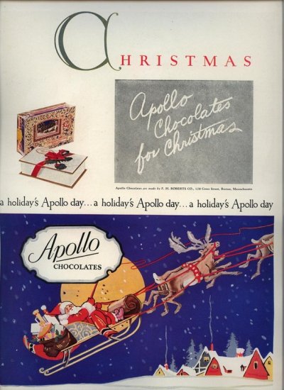 Vintage 1927 Apollo Chocolates Chirtmas Santa Claus AD