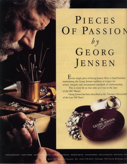 1992 Georg Jensen Pieces of Passion Jewelry 2 pg AD