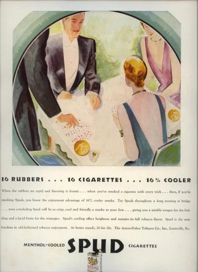 Vintage 1929 Spud Cigarette Playing cards AD