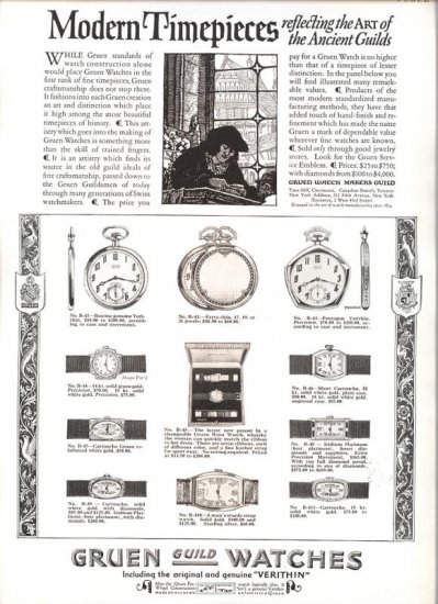 Vintage 1923 Gruen Guild Watches Watch Modern Timepieces AD