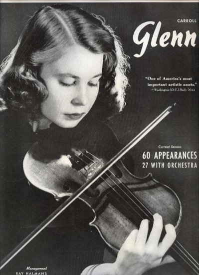 Vintage 1943 Carroll Glenn Opera Promo AD