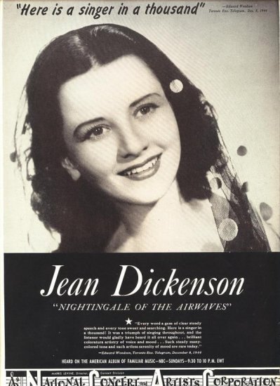 Vintage 1945 Jean Dickenson Opera Promo AD