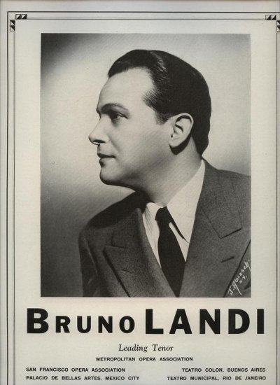 Vintage 1945 Bruno Landi Opera Promo AD