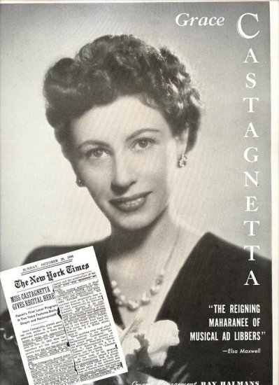 Vintage 1945 Grace Castagnetta Opera Promo AD