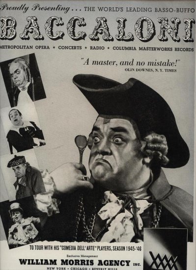 Vintage 1945 Baccaloni Opera Music Promo AD