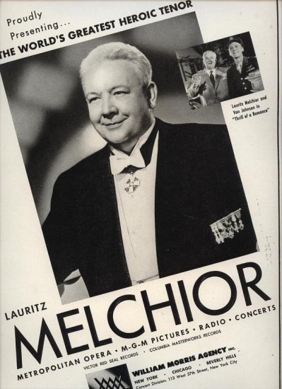 Vintage 1945 Lauritz Melchior Opera Music Promo AD